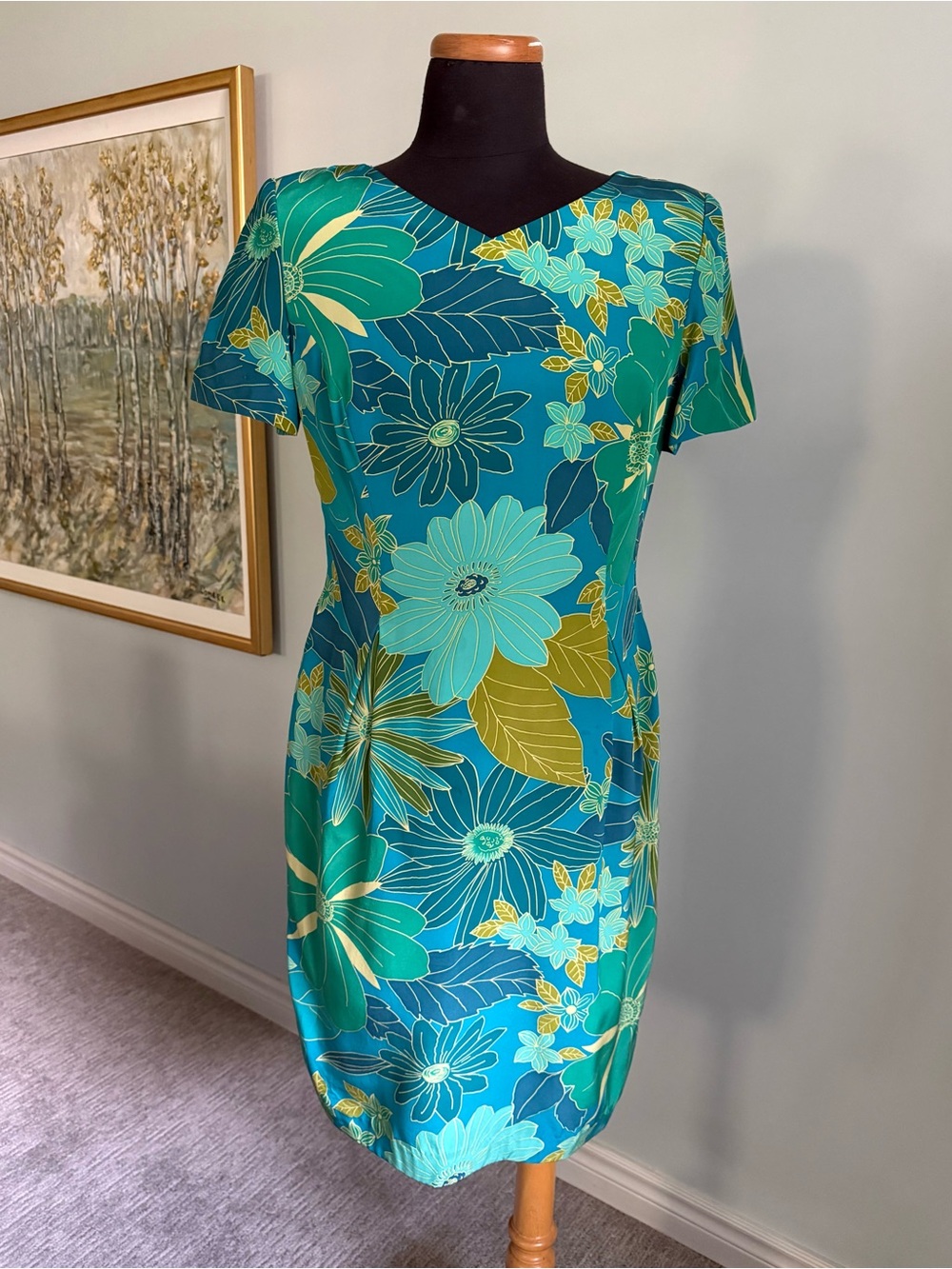 Vintage Silk Floral Dress Maggy London